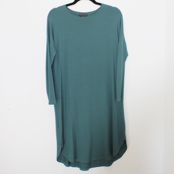 EILEEN FISHER Oversized Green Blue Casual Dress Tunic Lagenlook XXS - Picture 2 of 8